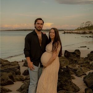 Chic Lace Beige Maxi Dress